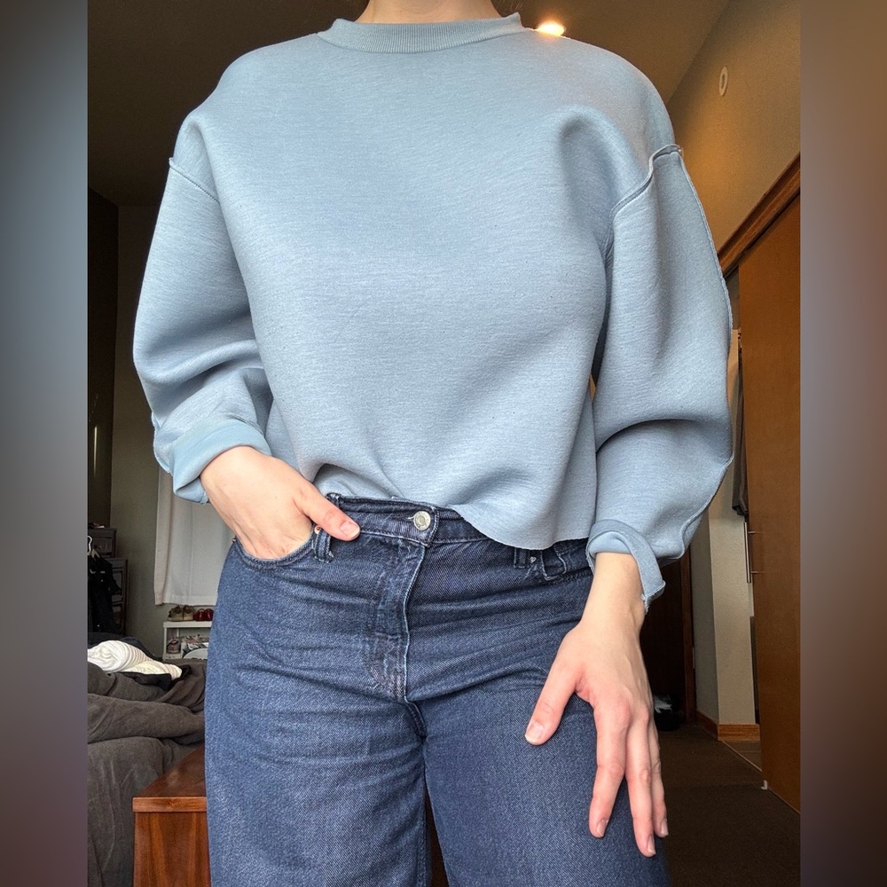 Zara Light Blue Crew Neck Sweater